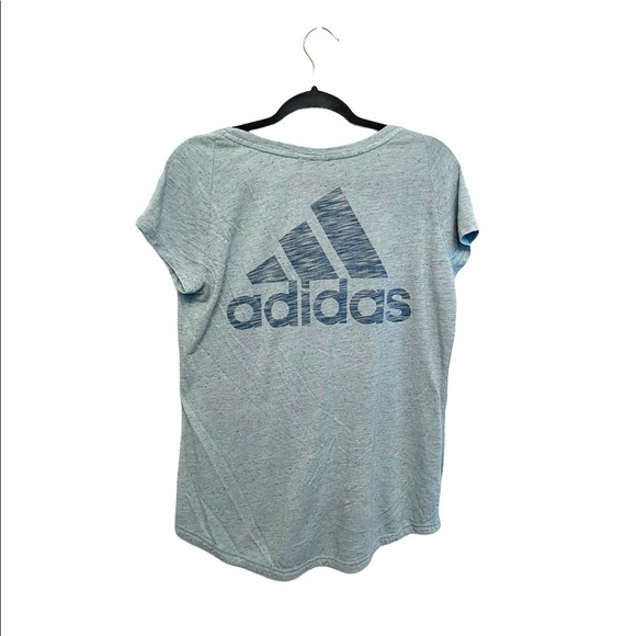 Adidas heathered blue graphic logo vneck tshirt - Picture 3 of 7